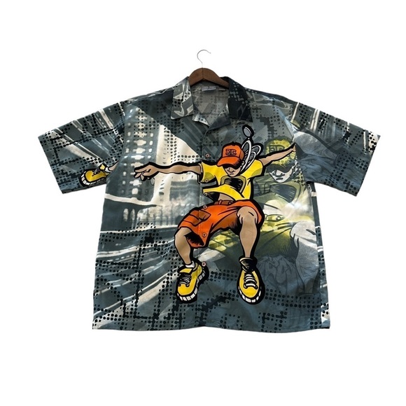 Vintage JORDON CRAIG Y2K Hip Hop 90s Button Front Graphic Shirt Size XL - Picture 7 of 8